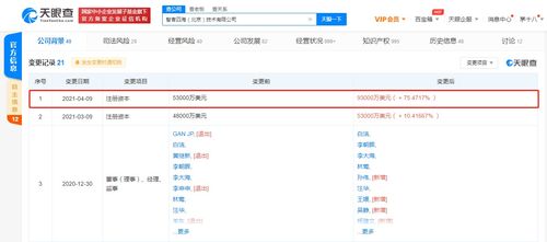 關聯公司注冊資本大幅提升至9.3億美元，增幅超75.47%，聚焦技術咨詢與技術服務領域